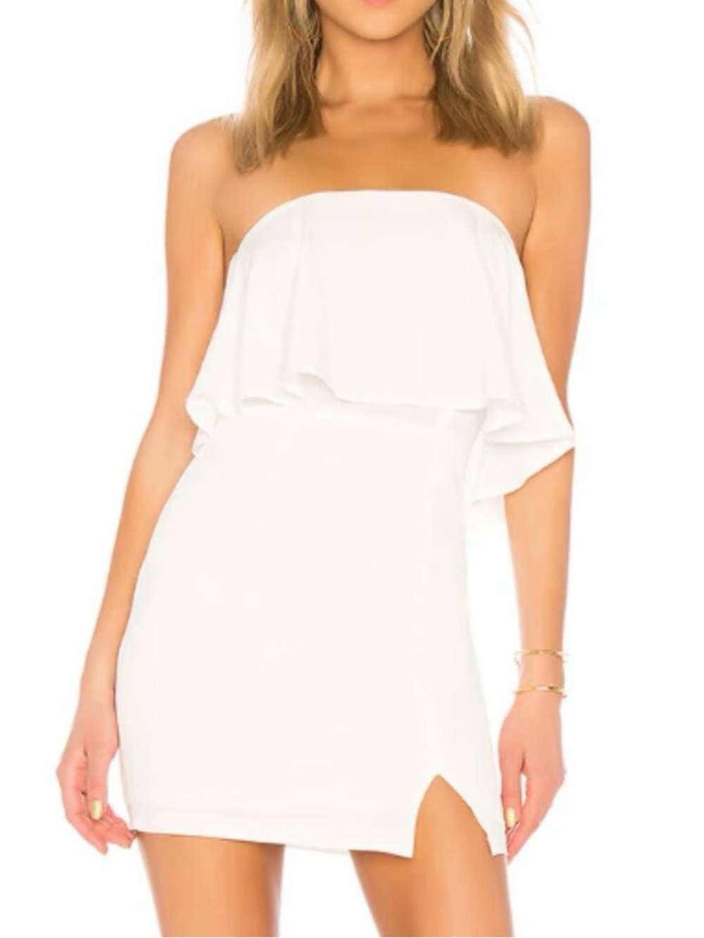 SUPERDOWN Women’s Catalina Ruffle Tube Mini Dress in White Small